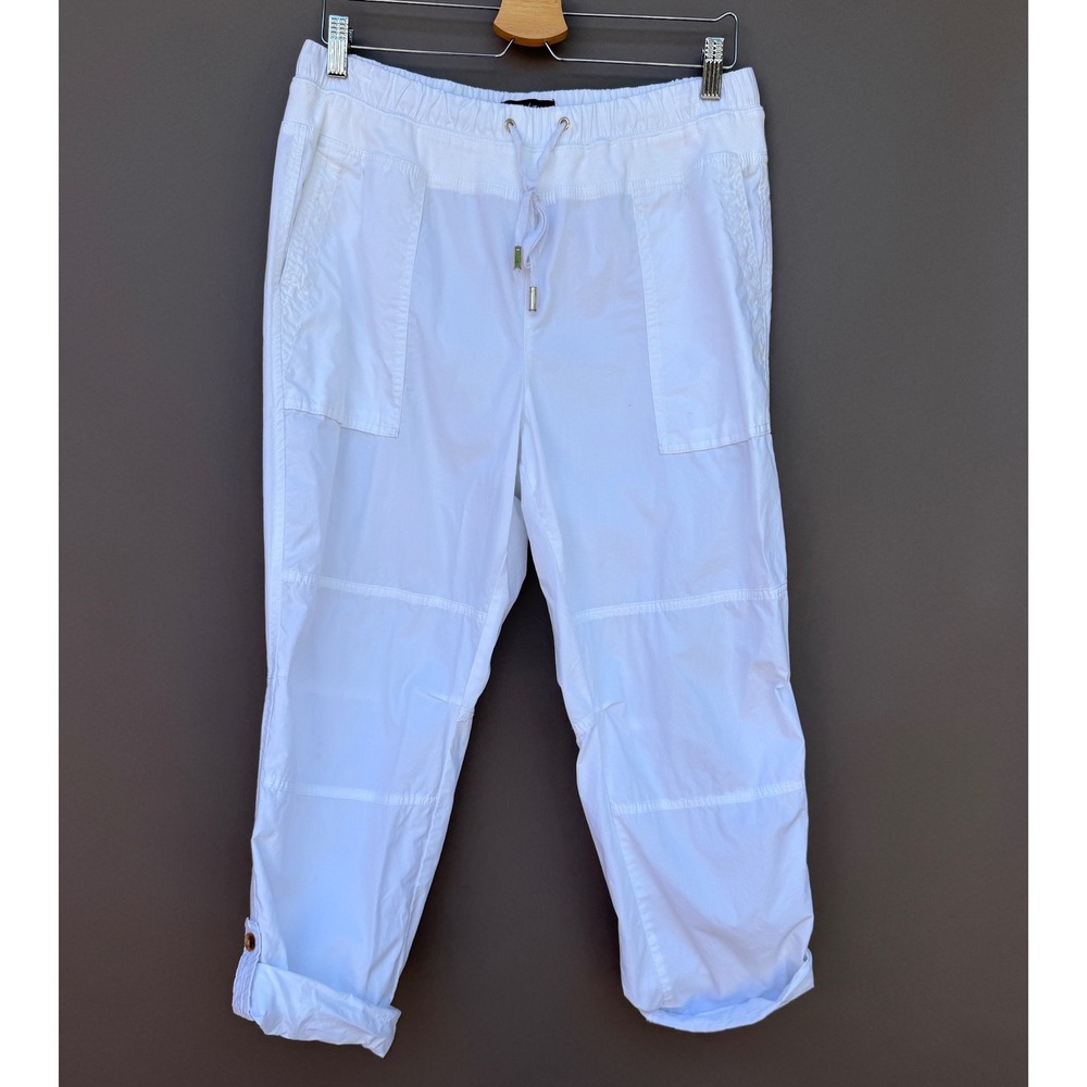 Nautica Jeans White Utility Crop Pants Medium Cotton Drawstring Coastal Joggers